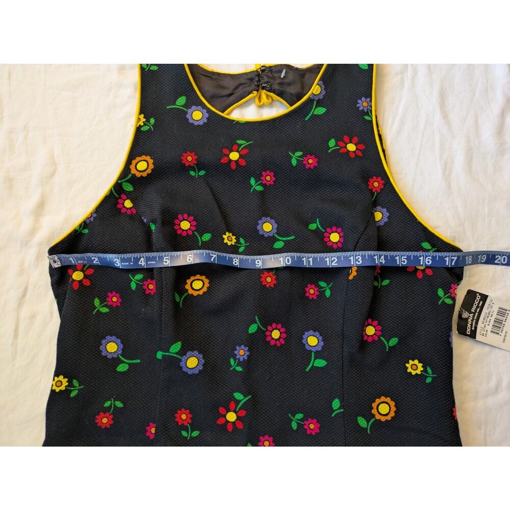 Vintage 90s Y2K Donna Ricco Retro Floral Sheath Dress Daisy Keyhole Back 12 HTF - Picture 5 of 13